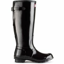 Hunter Women's Original Back Adjustable Gloss Rain Boots In Black