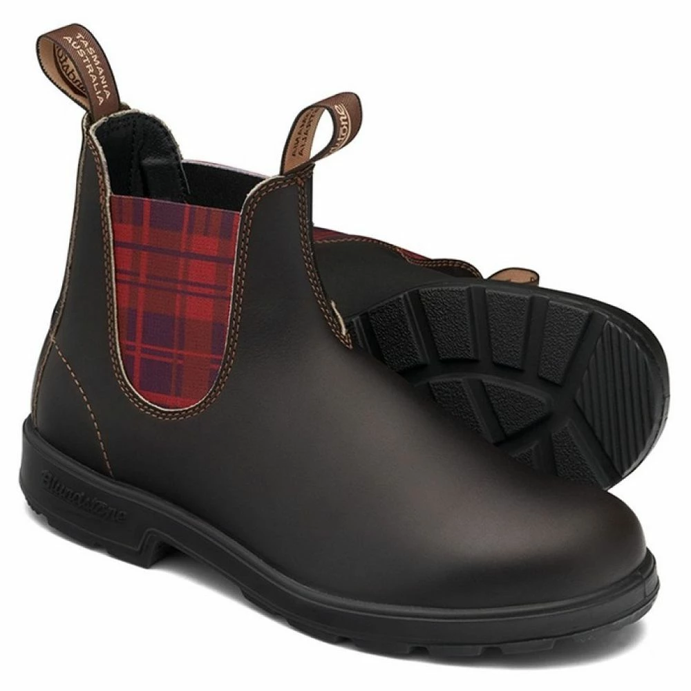 Blundstone Women's Original 2100 In Brown With Burgundy Tartan Elastic 5 Blundstone Women's Original 2100 In Brown With Burgundy Tartan Elastic - Image 3