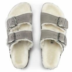Birkenstock Women's Arizona Shearling In Stone Coin -Hunter Shop BI 1017402 521W 4 1100x