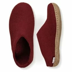 Glerups Open Heel Leather Sole In Red -Hunter Shop GL SLIP LE RED 1033 3 1100x