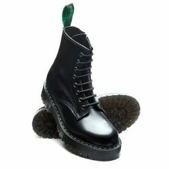 Solovair 8 Eye Zip Platform Derby Boot In Black Hi-Shine -Hunter Shop SV S8 551 BK ZIP HI 111 3 1100x