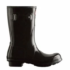 Hunter Women's Original Short Gloss Rain Boots In Black